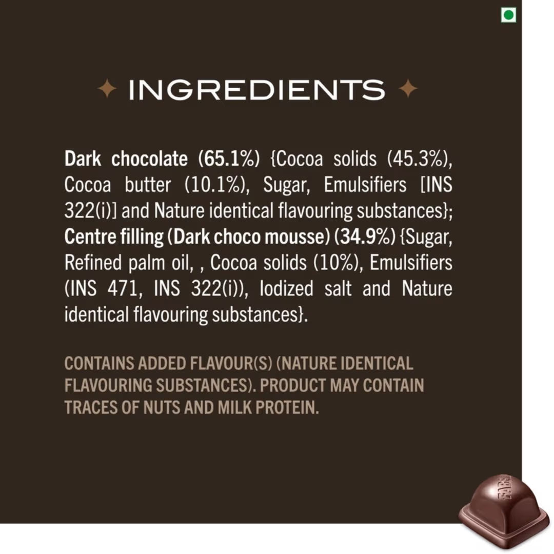 Intense Dark Bar - Centre filled 84% Dark Chocolate
