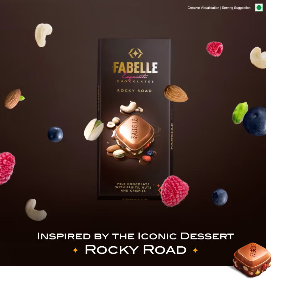 Rocky Road - Milk Chocolate Bar with Fruits, Nuts & Crispies