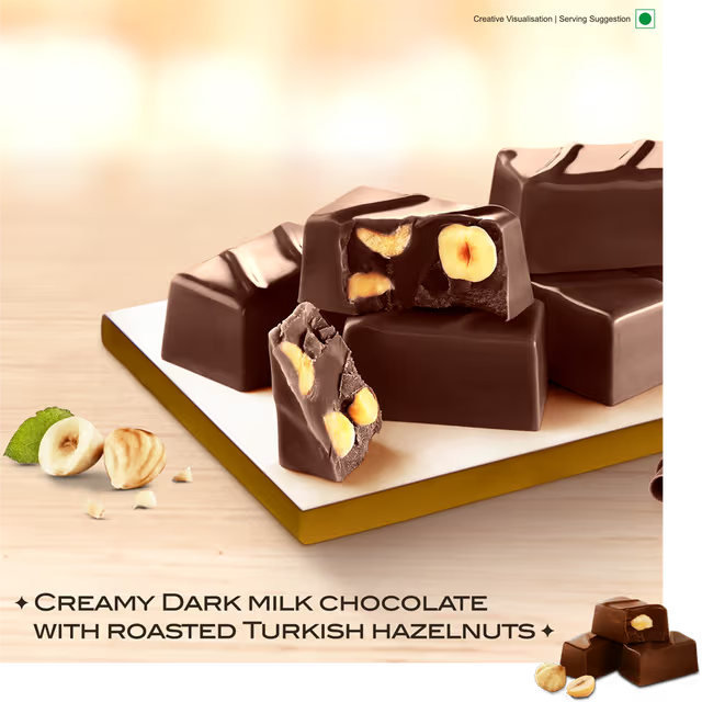 Dark Gianduja - Hazelnut infused dark chocolate cubes