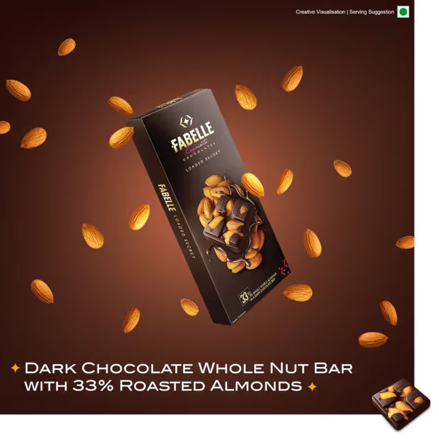 Loaded Secret - Dark Chocolate Bar with visible Almonds
