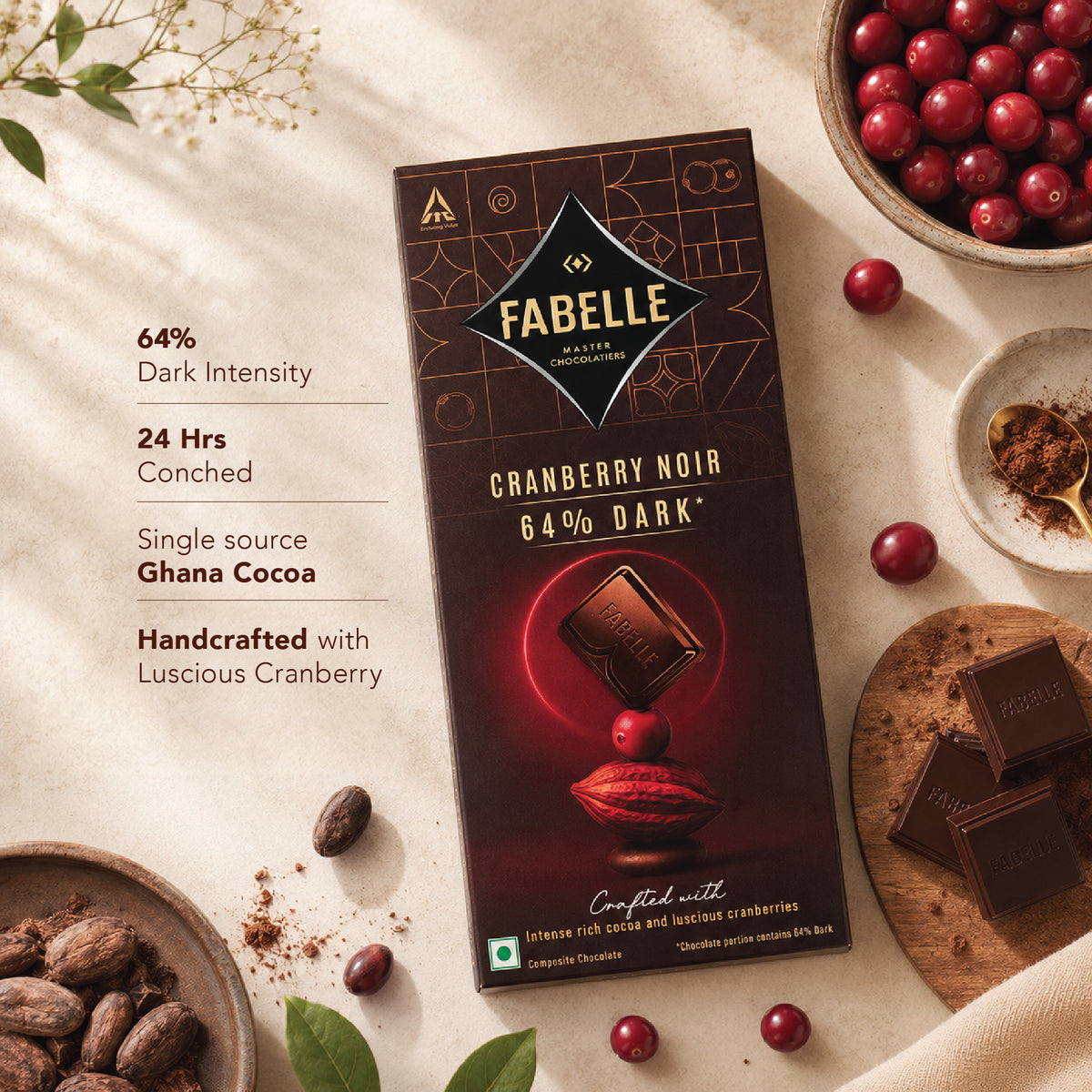 Cranberry Noir 64% Dark Chocolate