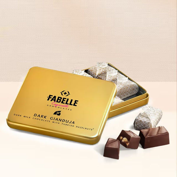 Dark Gianduja - Hazelnut infused dark chocolate cubes