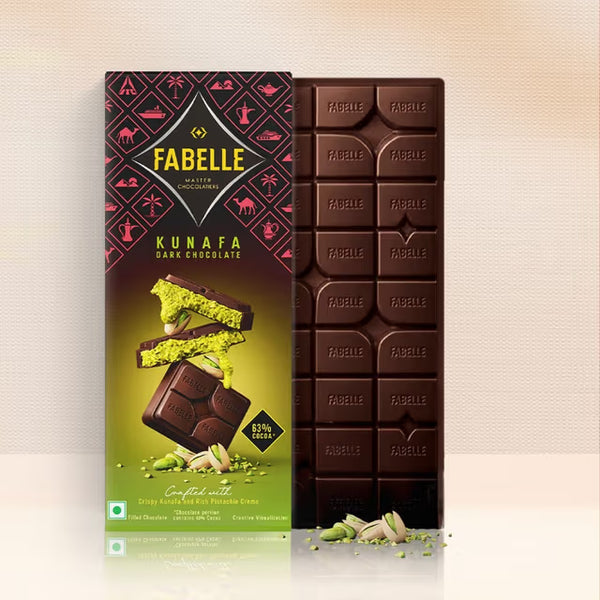 Kunafa Dark Bar– Rich Pistachio Kunafa filled Dark Chocolate Bar