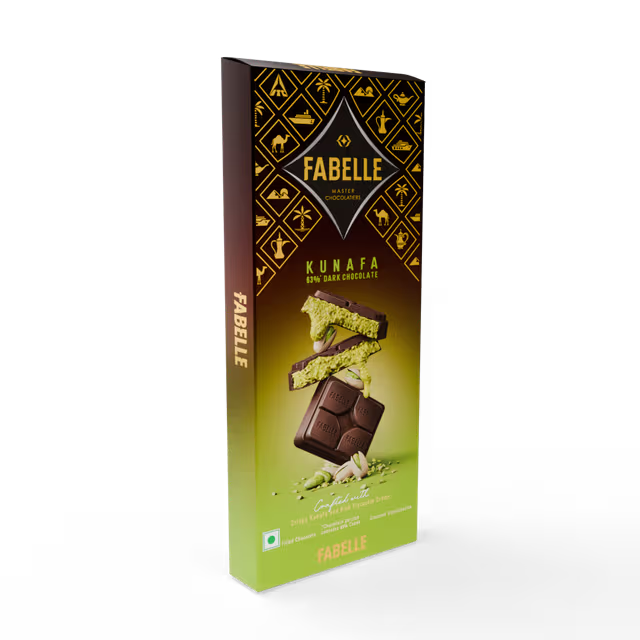 Kunafa Dark Bar– Rich Pistachio Kunafa filled Dark Chocolate Bar