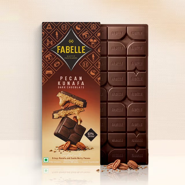 Pecan Kunafa Dark Bar– Rich Pecan Kunafa filled Dark Chocolate Bar